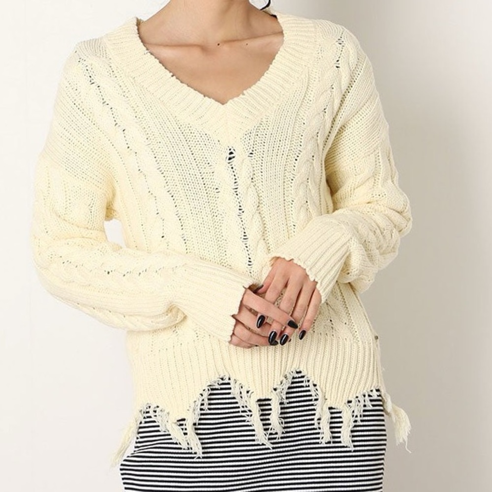 New GUESS Yves Cable Destroy Sweater Size M NWT